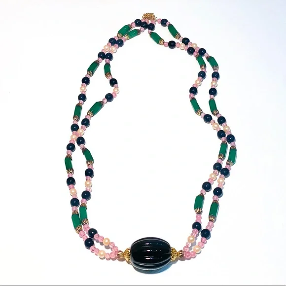RARE! Vintage William De Lillo Beaded Double Strand Necklace
